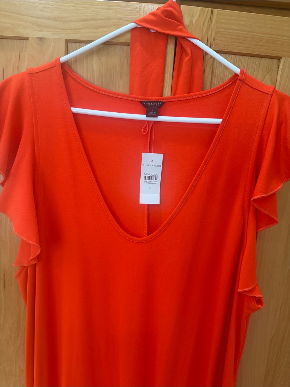 Ann Taylor Orange V-Neck Flutter Sleeve Tunic